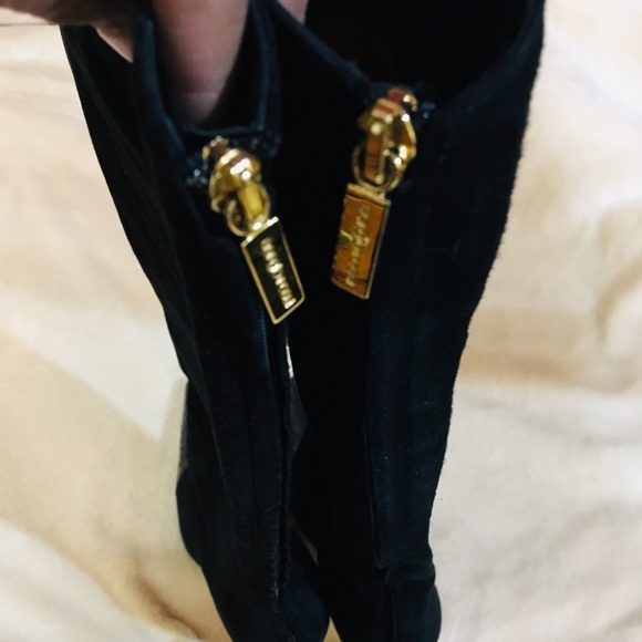 $1500-Rare Find 🔥NEW Vintage Sergio Rossi Suede Croc Toe Tall Boots - Picture 7 of 8